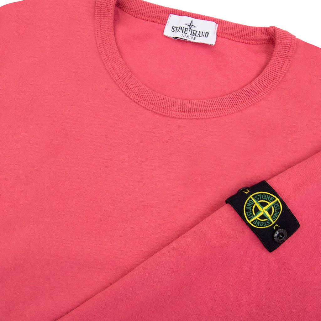 Stone Island Junior Patch Logo Crew Neck Sweatshirt Fuchsia