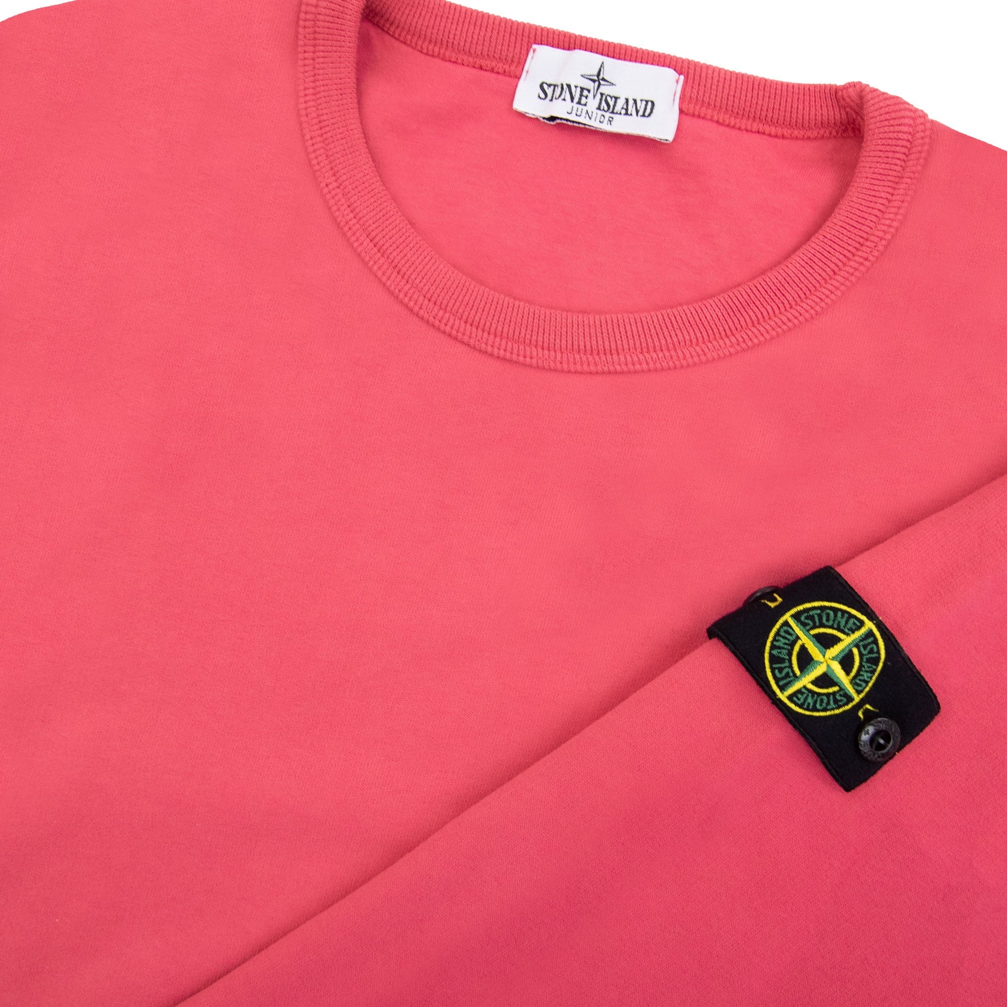Stone Island Junior Patch Logo Crew Neck Sweatshirt Fuchsia