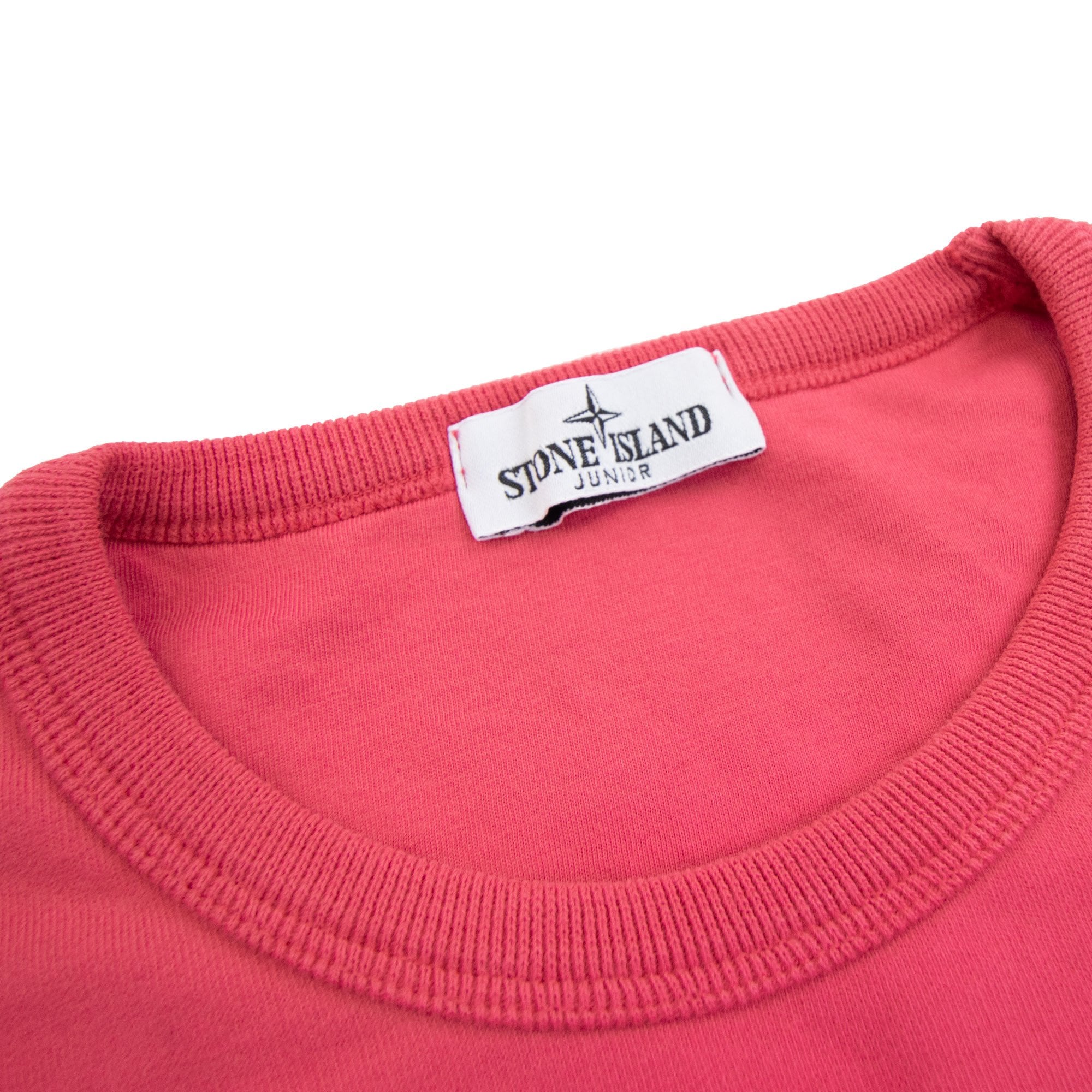 Stone Island Junior Patch Logo Crew Neck Sweatshirt Fuchsia