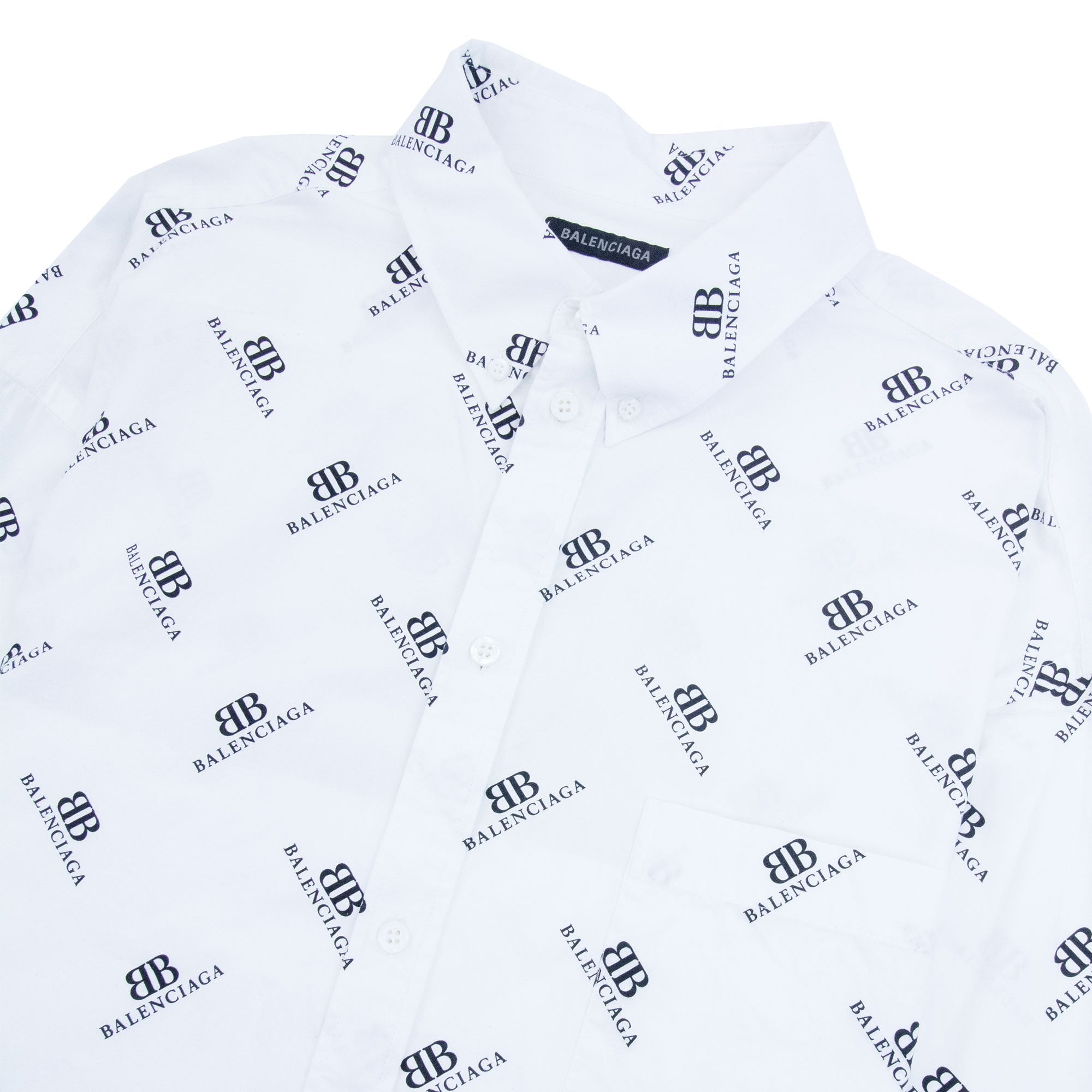 Balenciaga All Over Logo Shirt White 9040