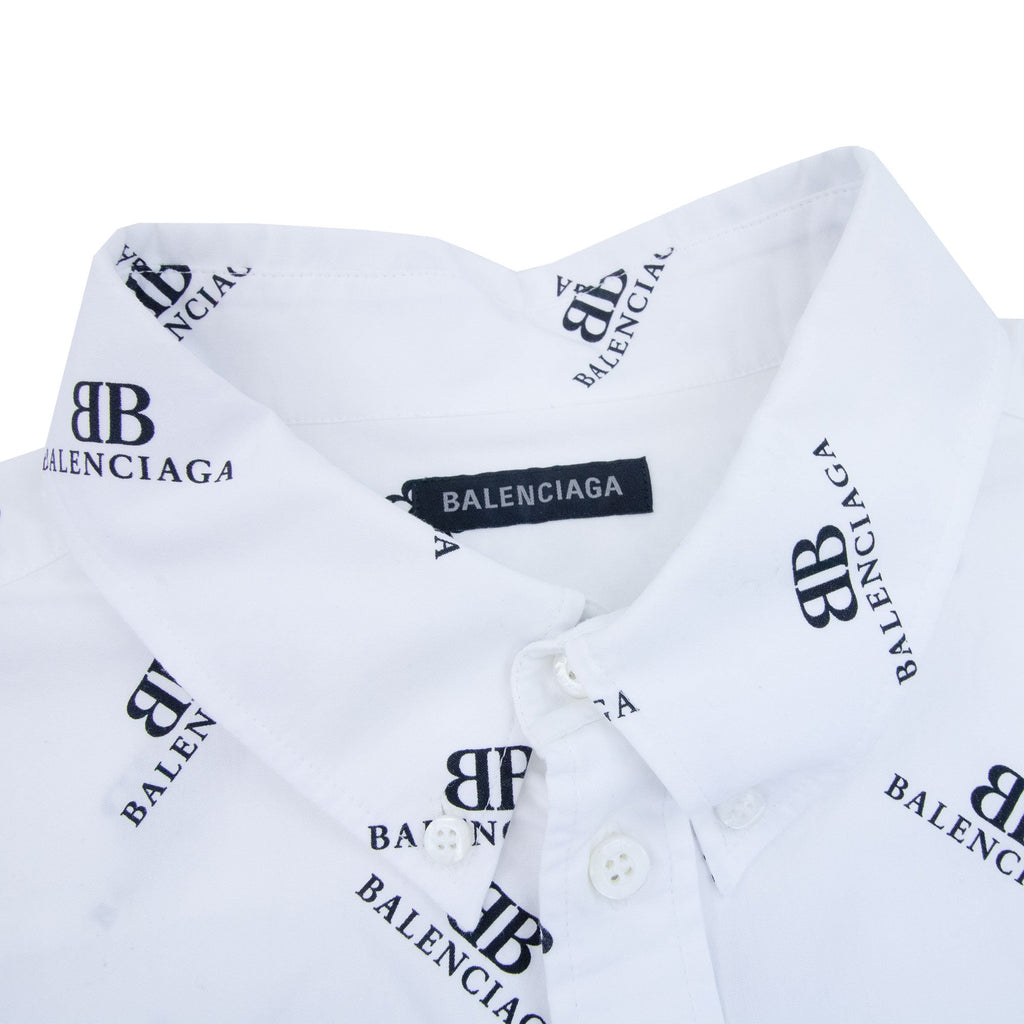 Balenciaga All Over Logo Shirt White 9040