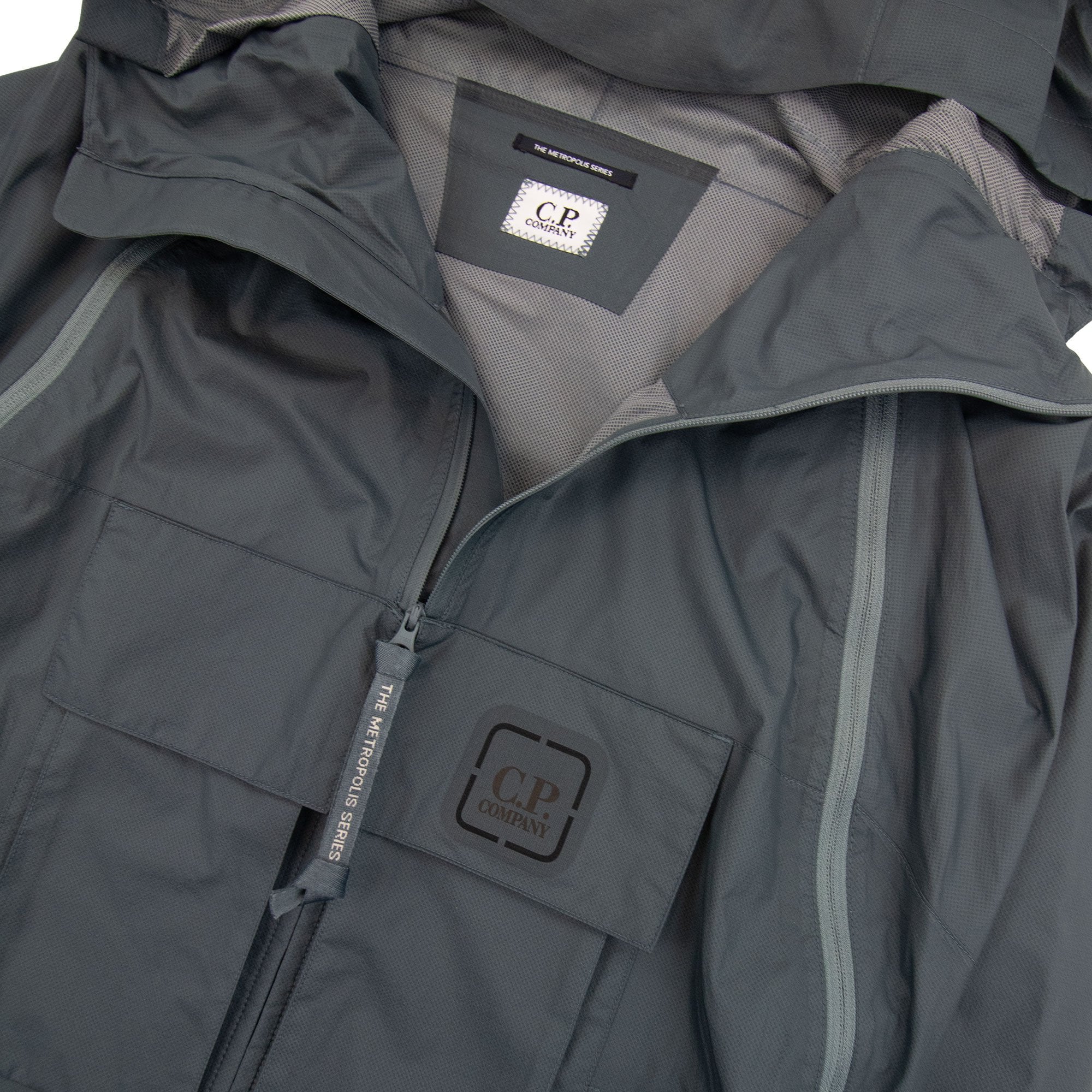 Cp Company Metropolis Series Pertex Hooded Bloom Jacket Turbulence Grey 975