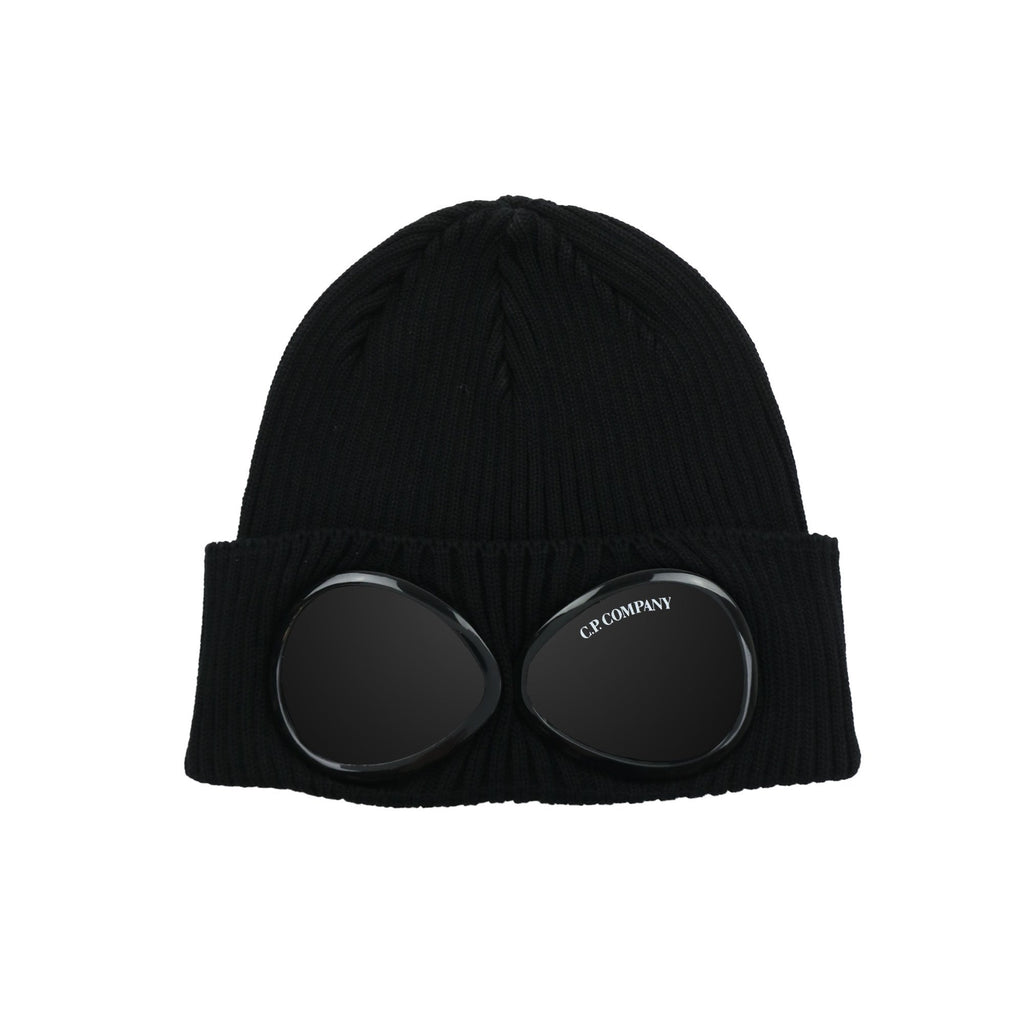 Cp Company Undersixteen Goggle Ribbed Knit Beanie Black 60100