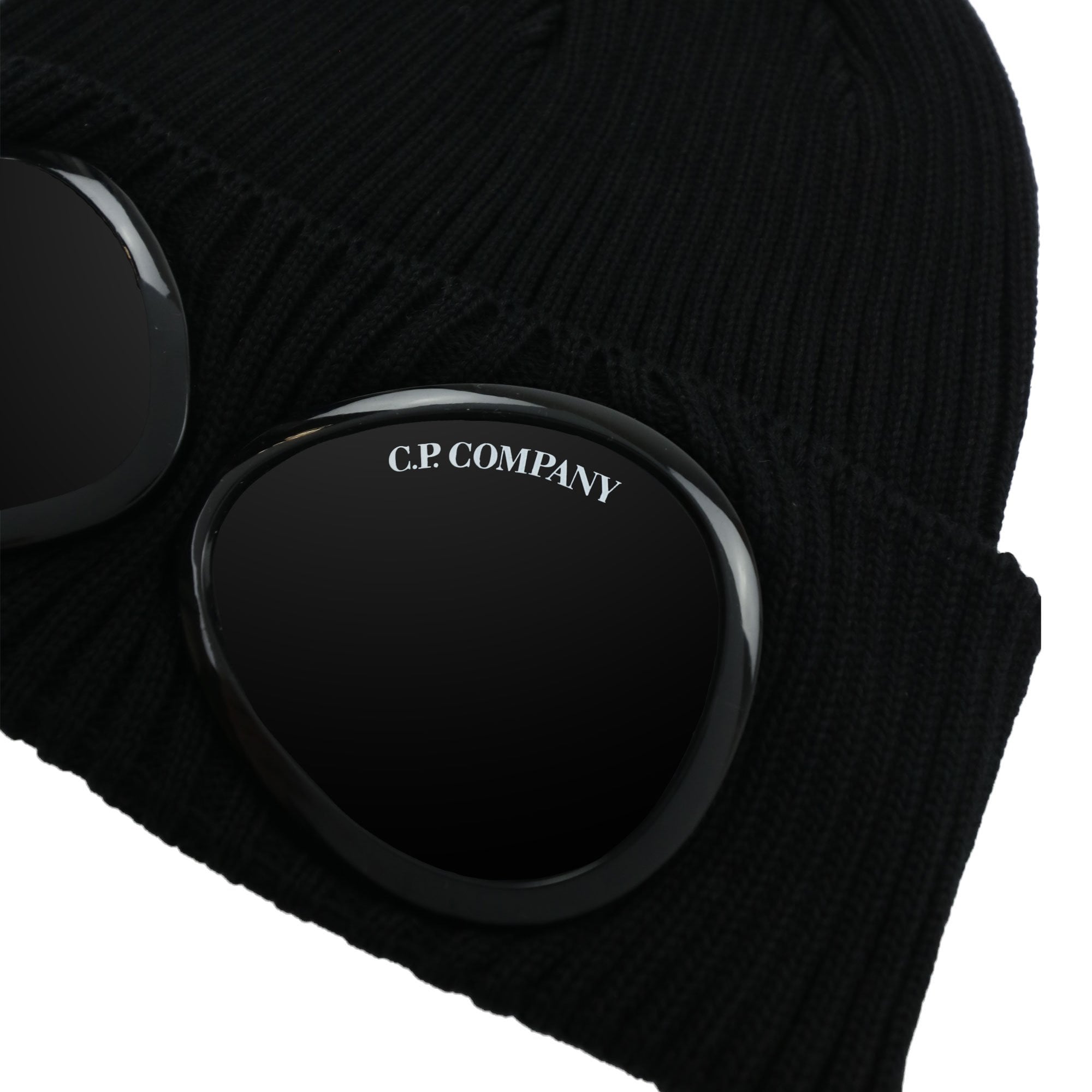 Cp Company Undersixteen Goggle Ribbed Knit Beanie Black 60100