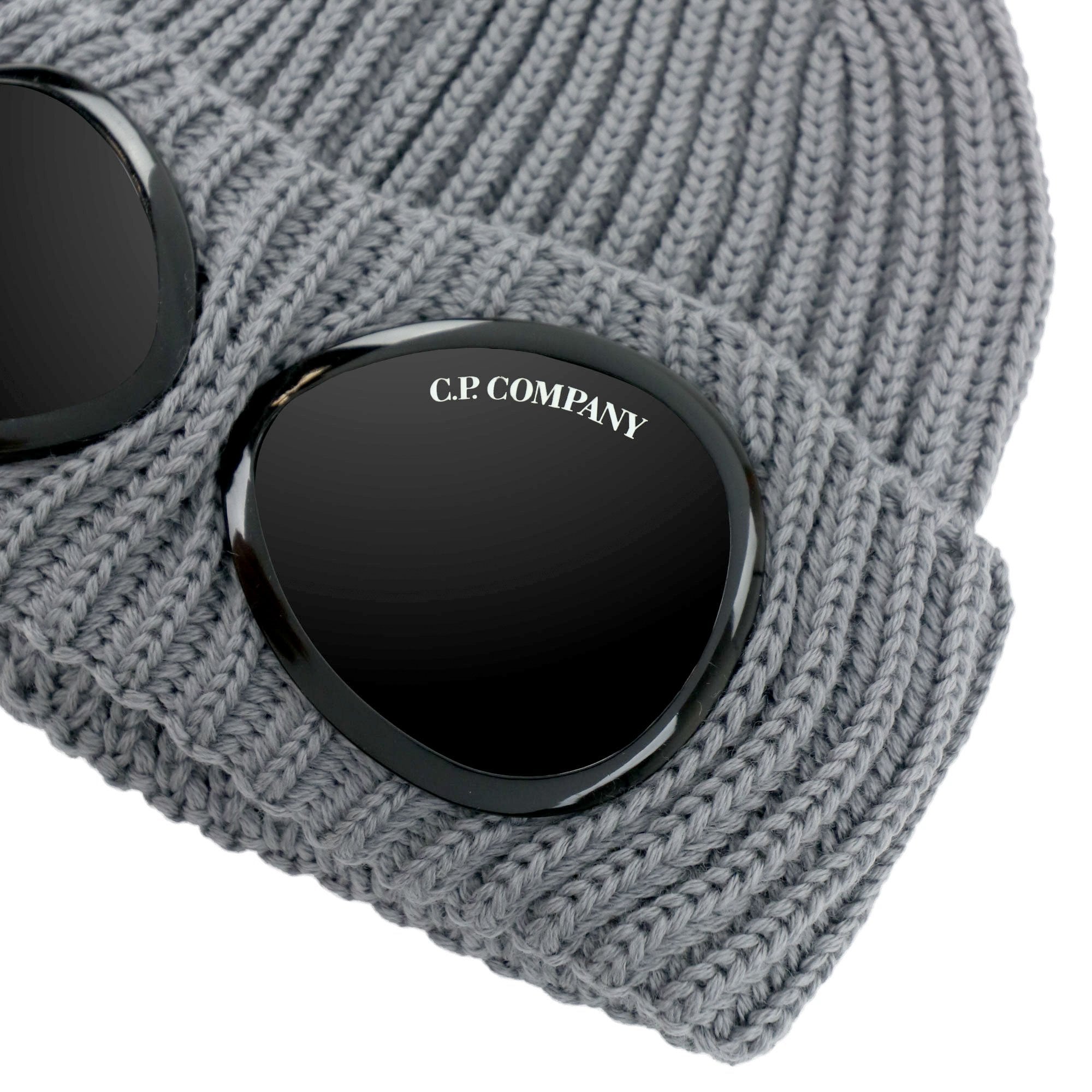 Cp Company Extra Fine Merino Wool Goggle Beanie Moon Grey M92