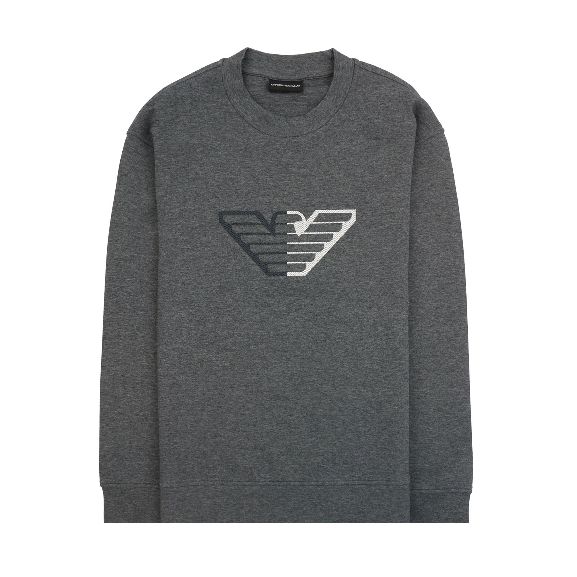 Emporio Armani Embossed Eagle Logo Chevron Backround Sweatshirt Grey 0631
