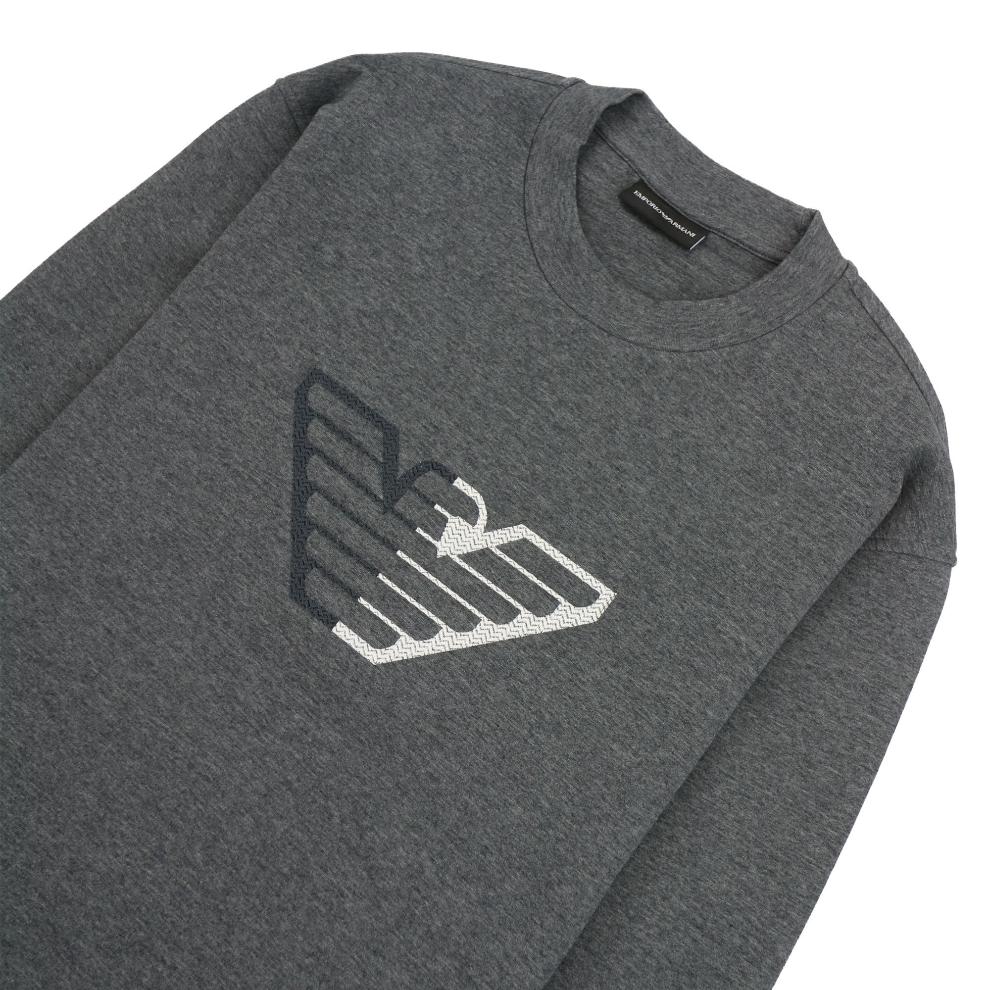Emporio Armani Embossed Eagle Logo Chevron Backround Sweatshirt Grey 0631