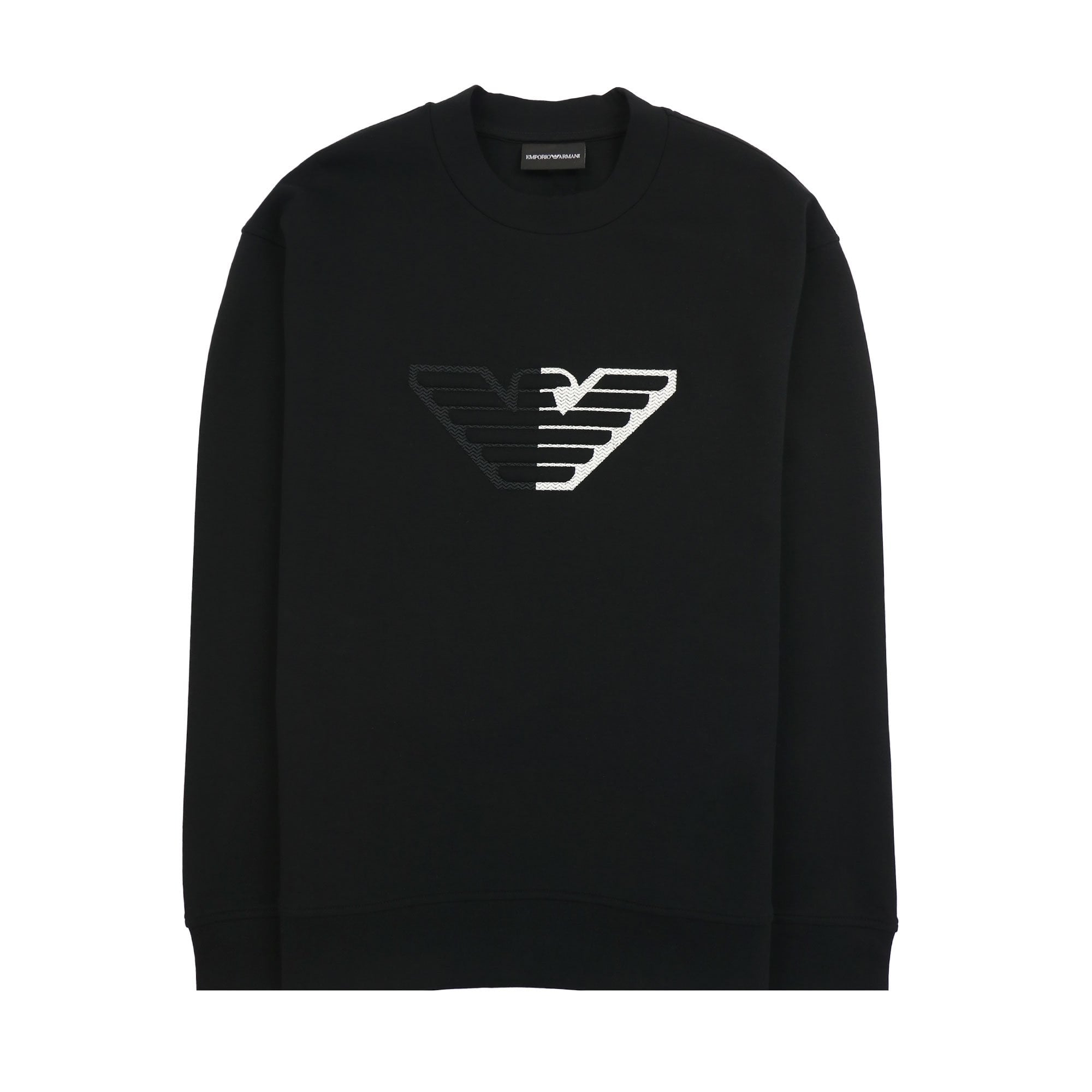Emporio Armani Embossed Eagle Logo Chevron Backround Sweatshirt Black 999