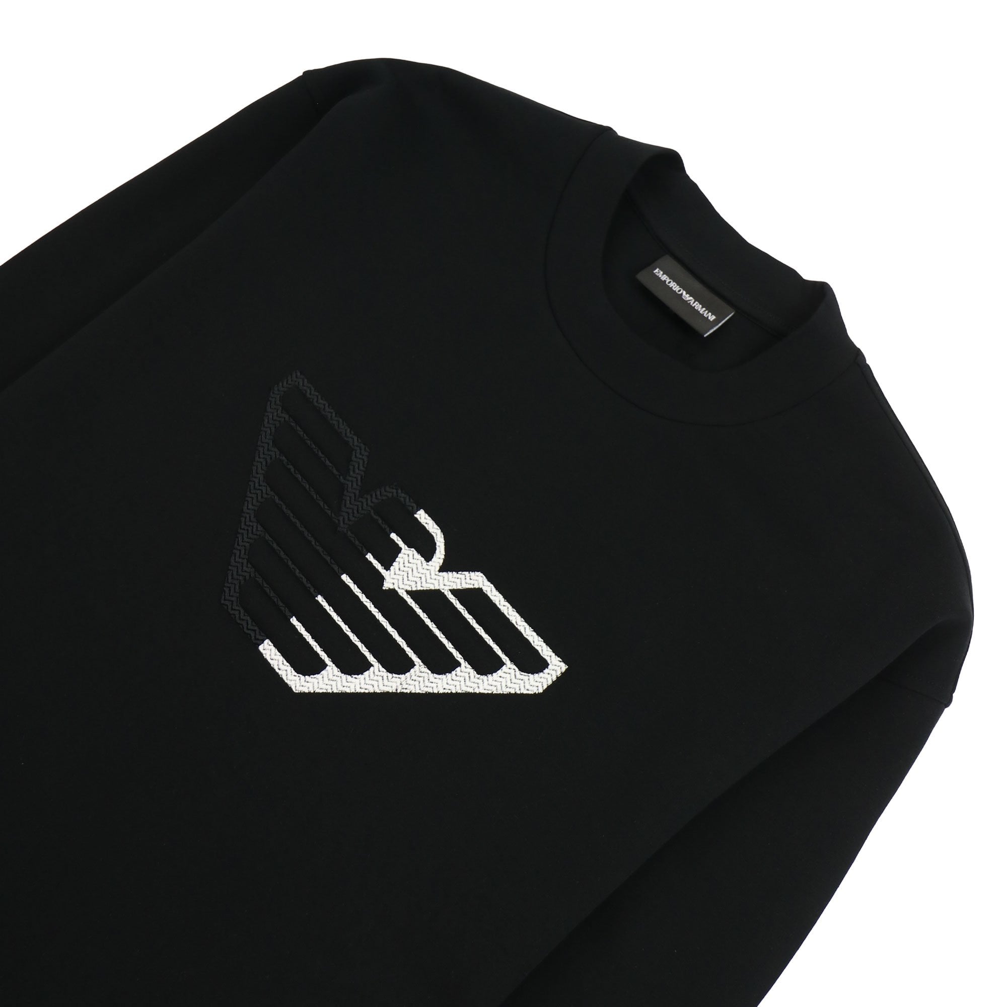 Emporio Armani Embossed Eagle Logo Chevron Backround Sweatshirt Black 999