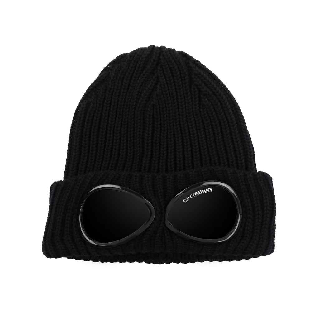 Cp Company Extra Fine Merino Wool Goggle Beanie Black 999