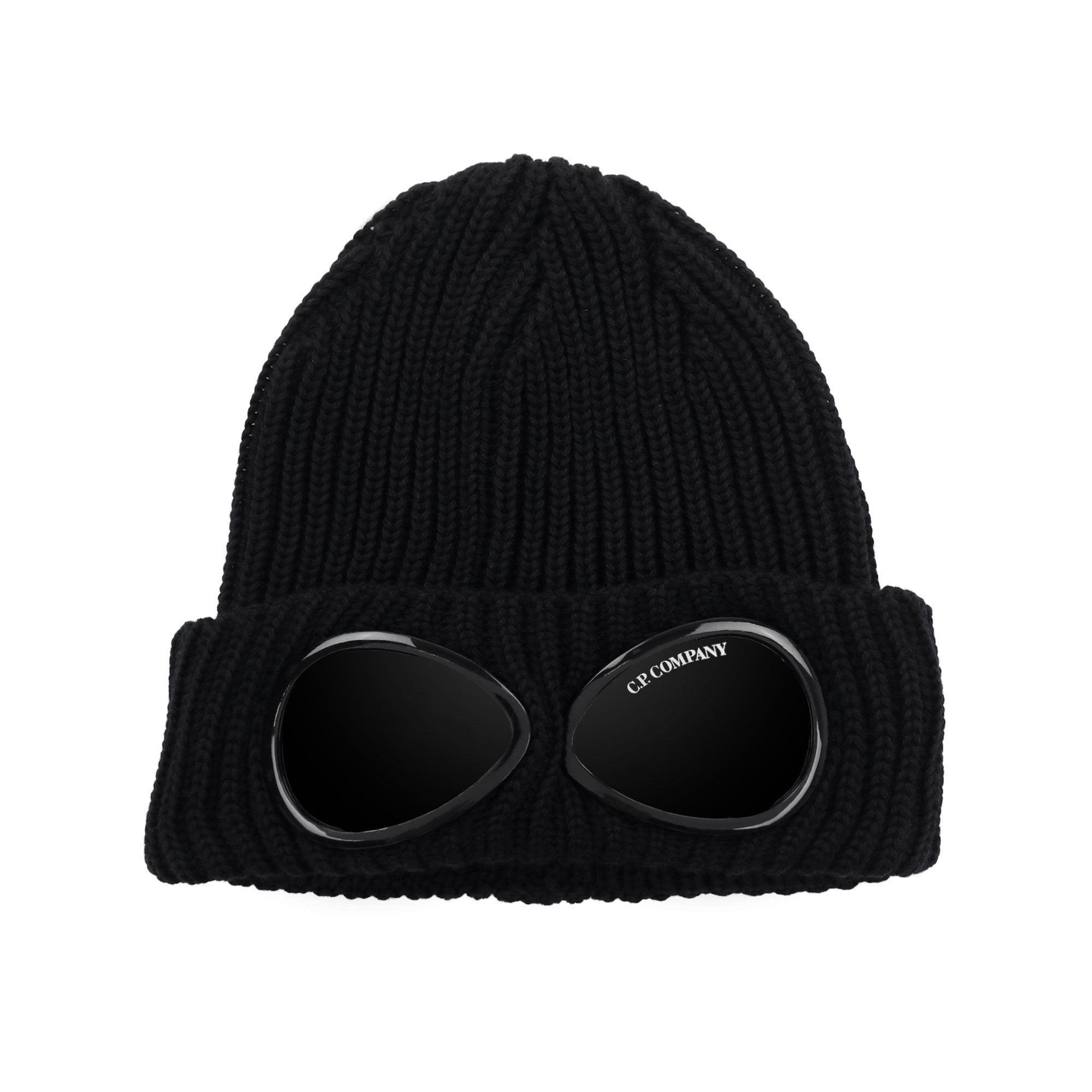 Cp Company Extra Fine Merino Wool Goggle Beanie Black 999