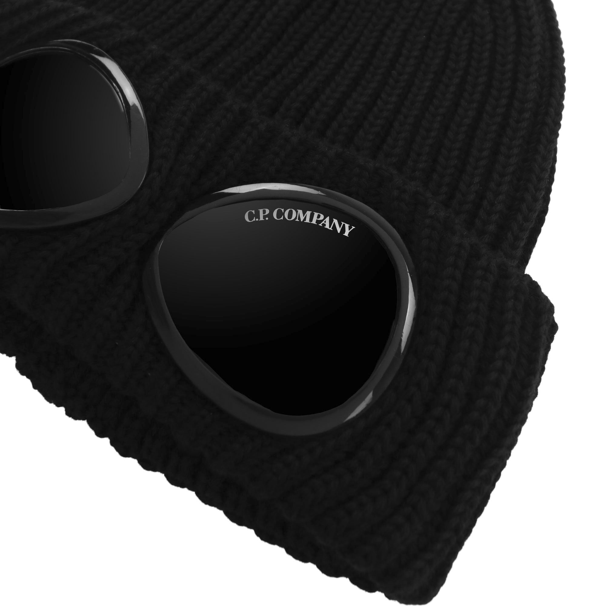 Cp Company Extra Fine Merino Wool Goggle Beanie Black 999