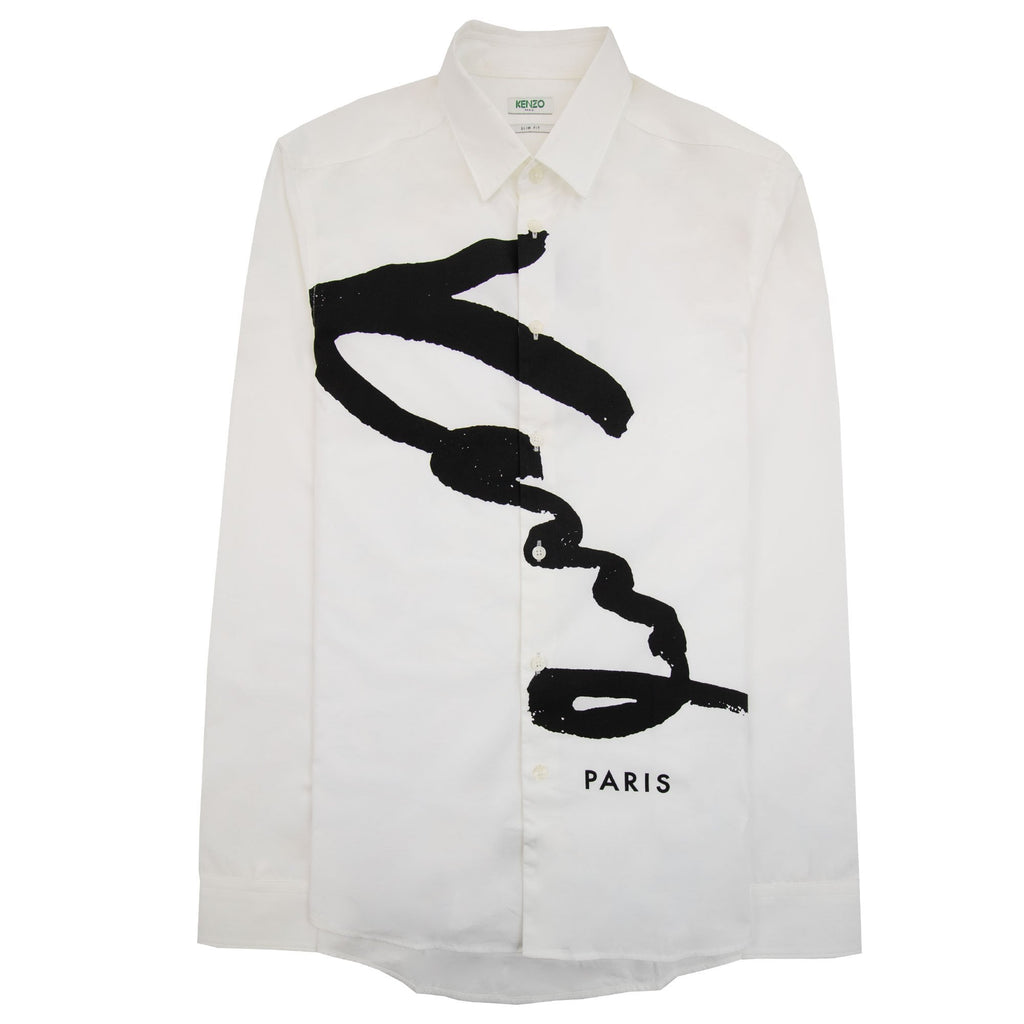Kenzo Signature Logo Long Sleeve Shirt White