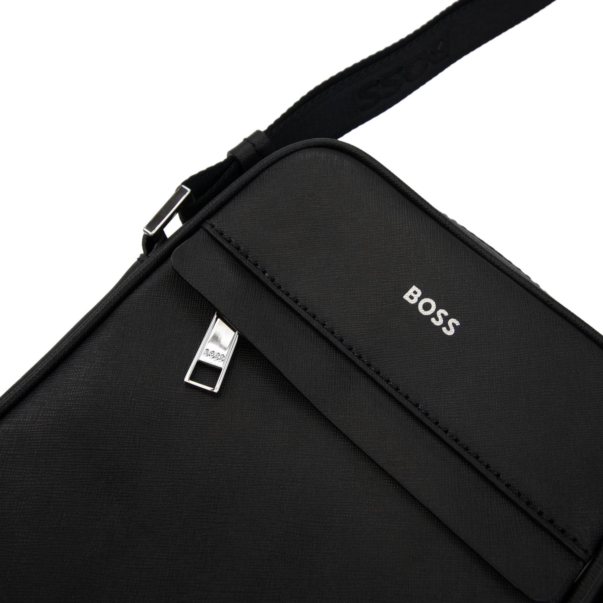 Hugo Boss Zair Ns Zip Logo Detail Reporter Bag Black 001