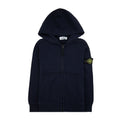 Stone Island Junior Patch Logo Zip Up Hoodie Navy V0026