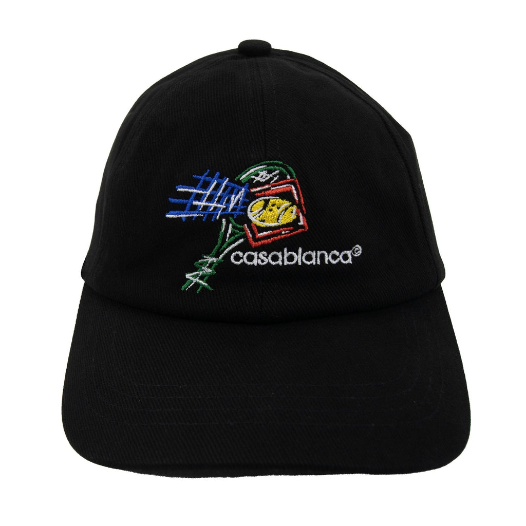 Casablanca Croquis De Tennis Embroidered Cap Black Twill