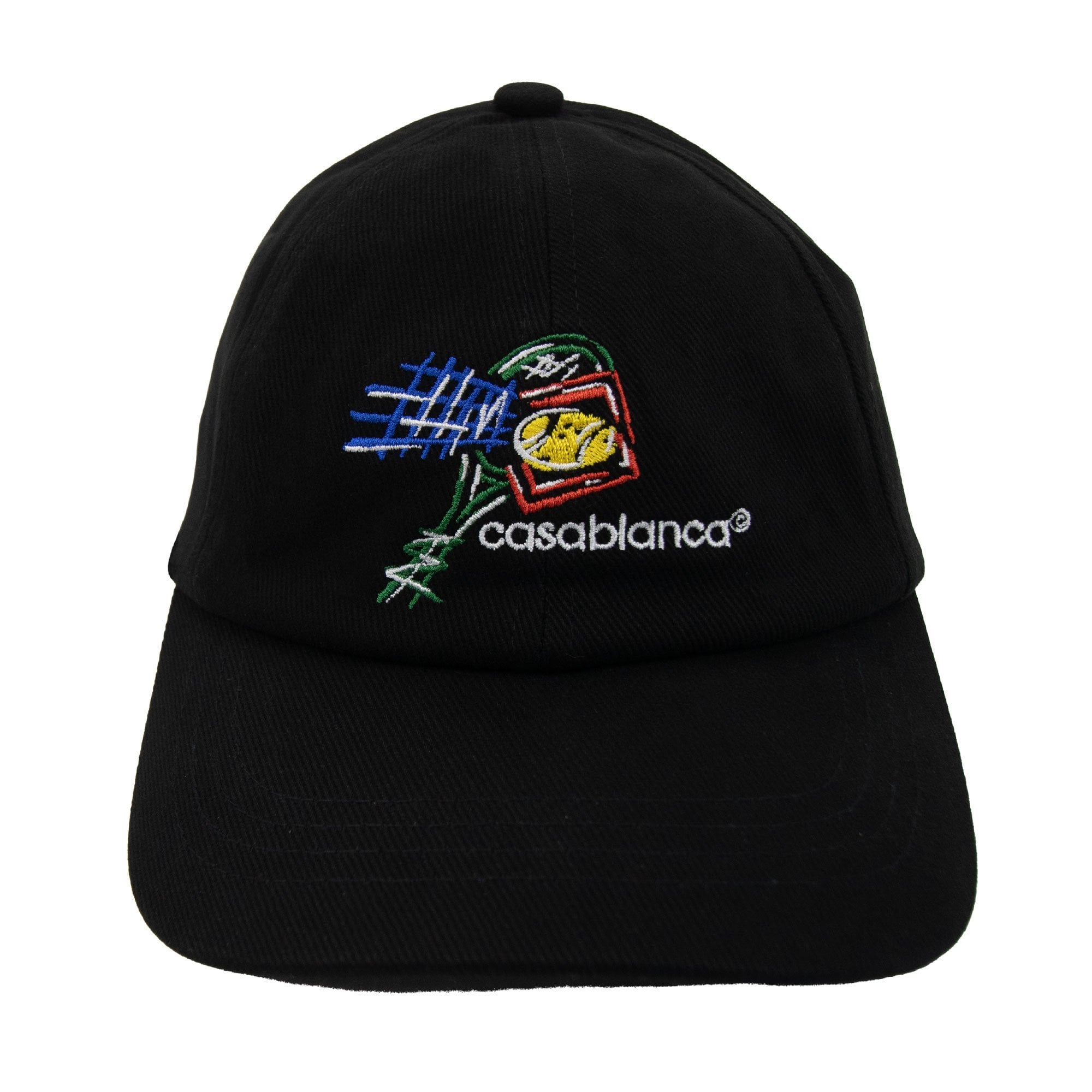 Casablanca Croquis De Tennis Embroidered Cap Black Twill