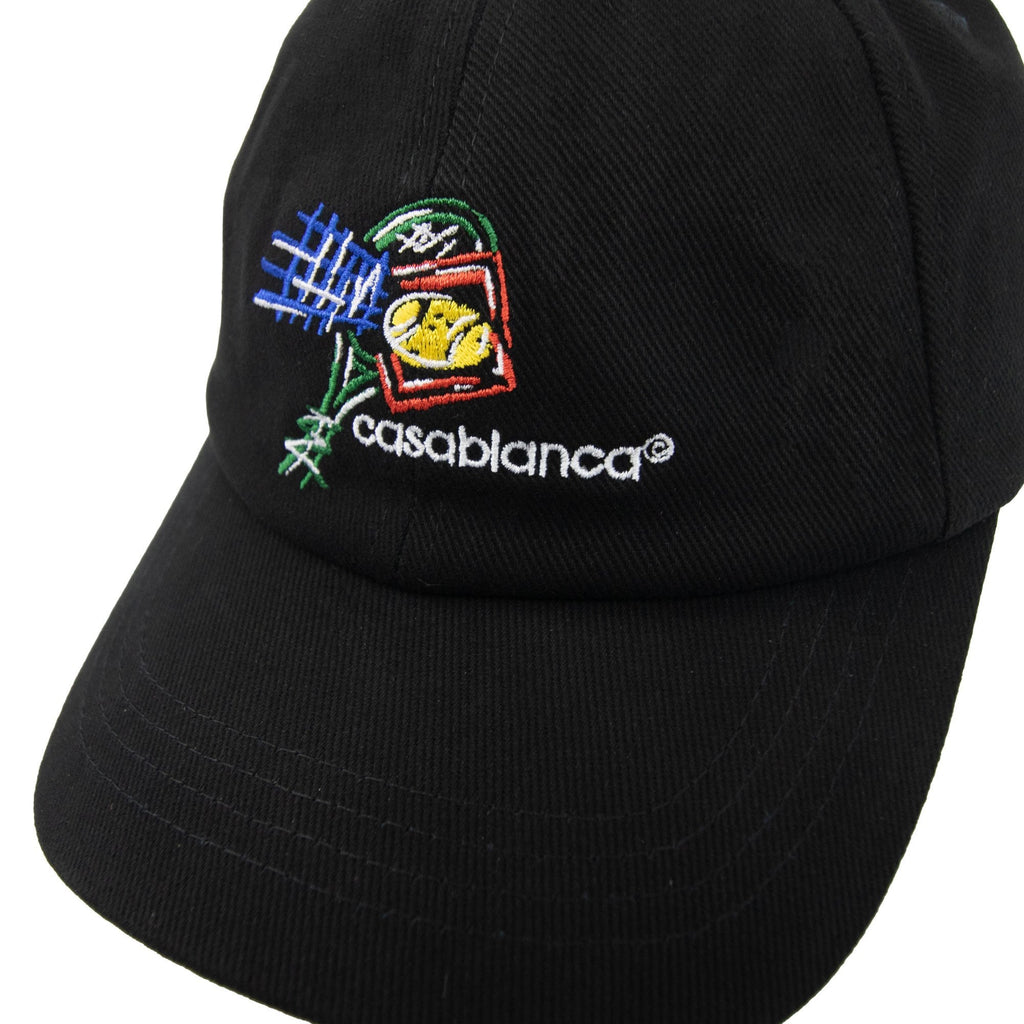 Casablanca Croquis De Tennis Embroidered Cap Black Twill