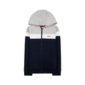 Hugo Boss Kids Logo Zip Up Hoodied Sweatshirt Grey White Navy