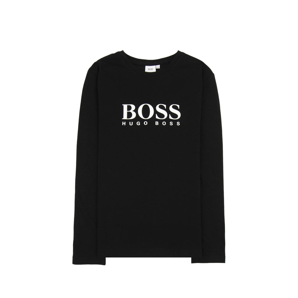 Hugo Boss Kids Rubber Logo L/s T Shirt Black
