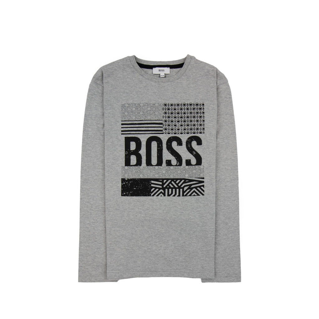 Hugo Boss Kids Ls Top Boss Sign Grey