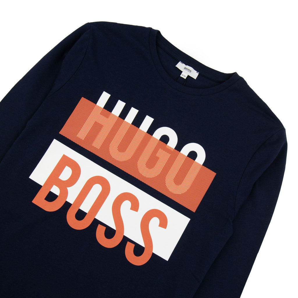 Hugo Boss Kids Printed Logo L/s T Shirt Navy