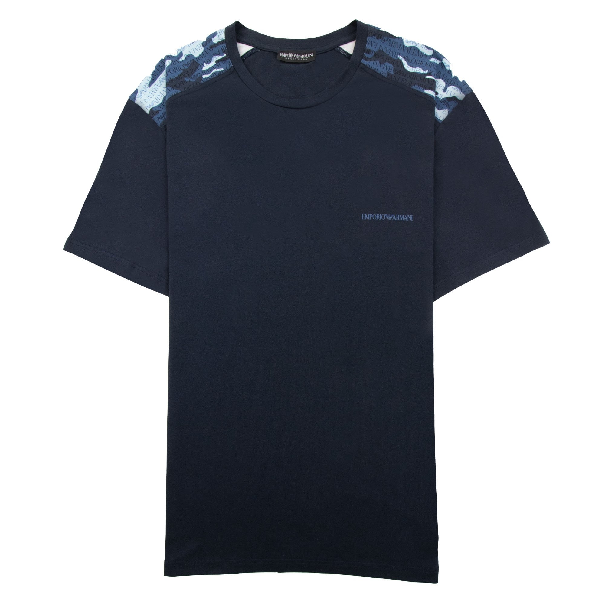 Emporio Armani Camouflage Print Logo T Shirt Navy Blue