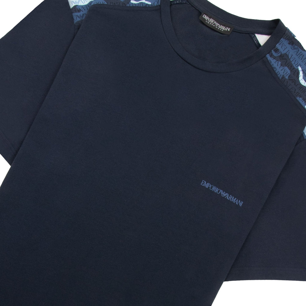 Emporio Armani Camouflage Print Logo T Shirt Navy Blue