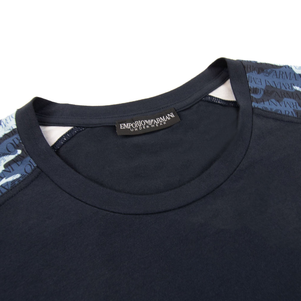 Emporio Armani Camouflage Print Logo T Shirt Navy Blue