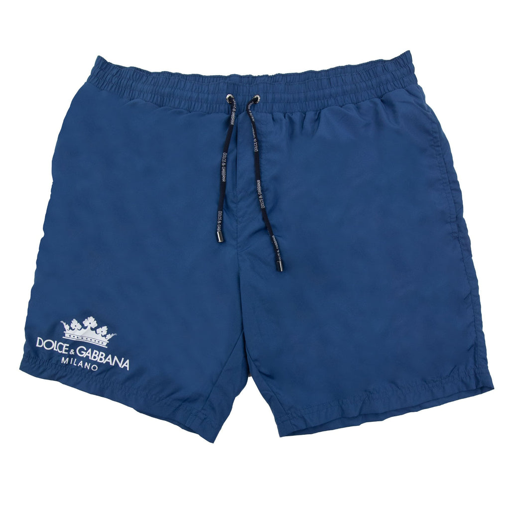 Dolce & Gabbana Crown Logo Mid Nylon Swim Shorts Blue