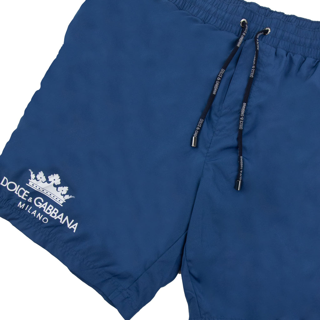 Dolce & Gabbana Crown Logo Mid Nylon Swim Shorts Blue