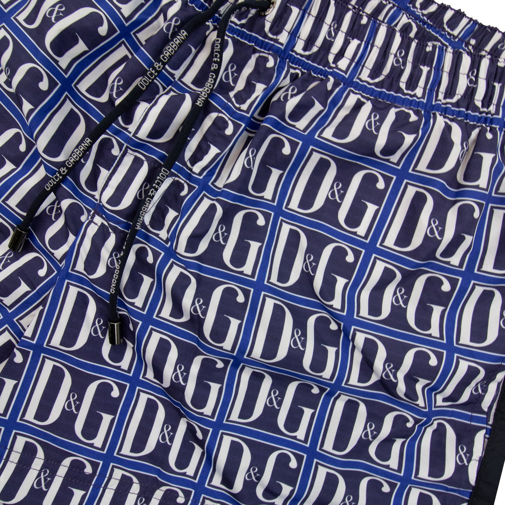 Dolce & Gabbana D&G Monogram Logo Swim Shorts Blue/white