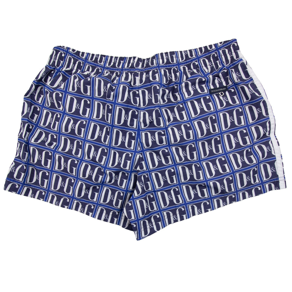 Dolce & Gabbana D&G Monogram Logo Swim Shorts Blue/white