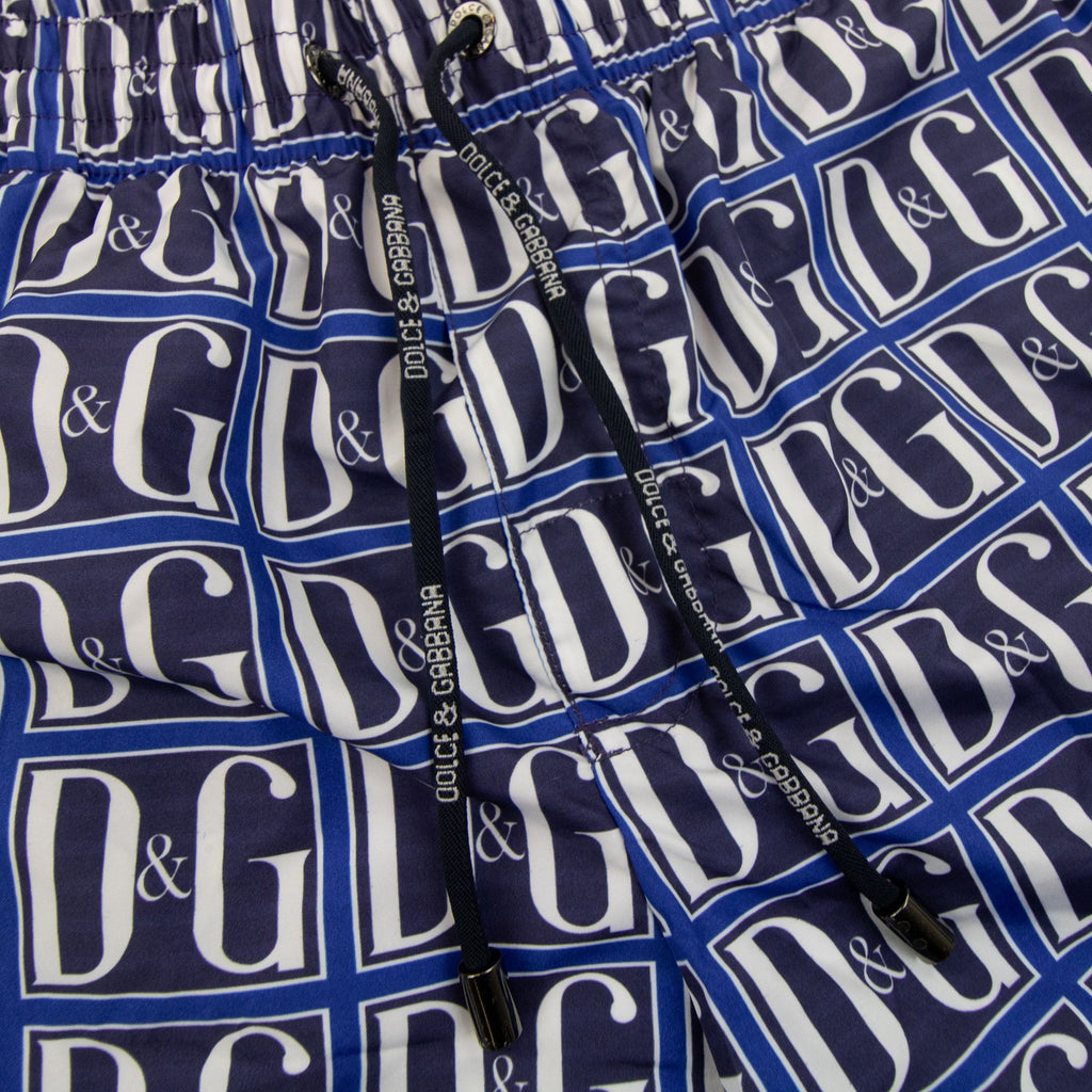 Dolce & Gabbana D&G Monogram Logo Swim Shorts Blue/white