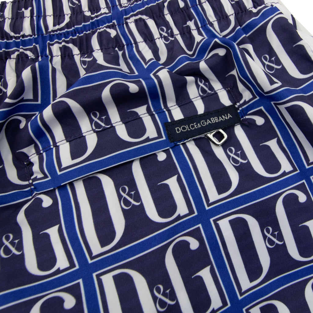 Dolce & Gabbana D&G Monogram Logo Swim Shorts Blue/white