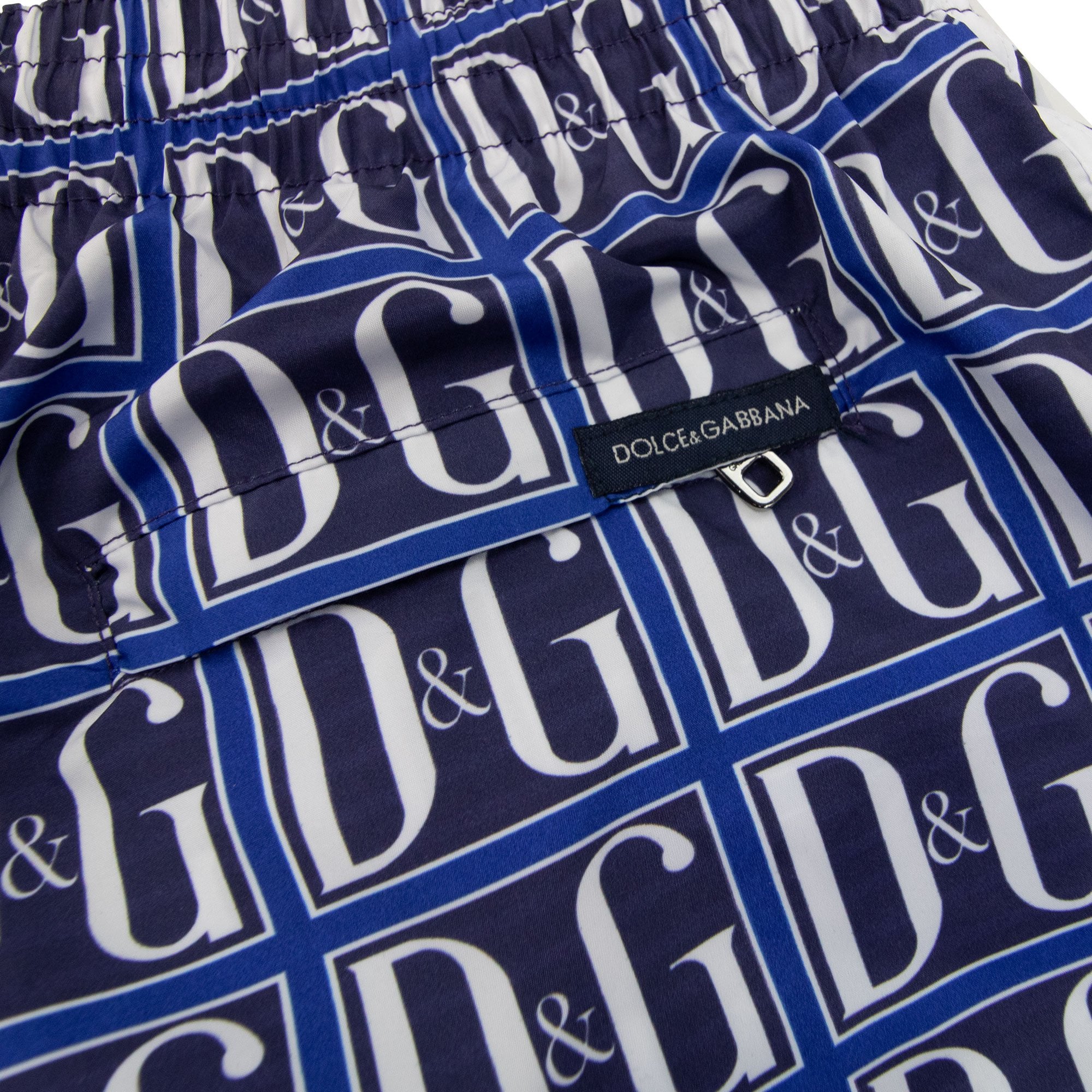 Dolce & Gabbana D&G Monogram Logo Swim Shorts Blue/white