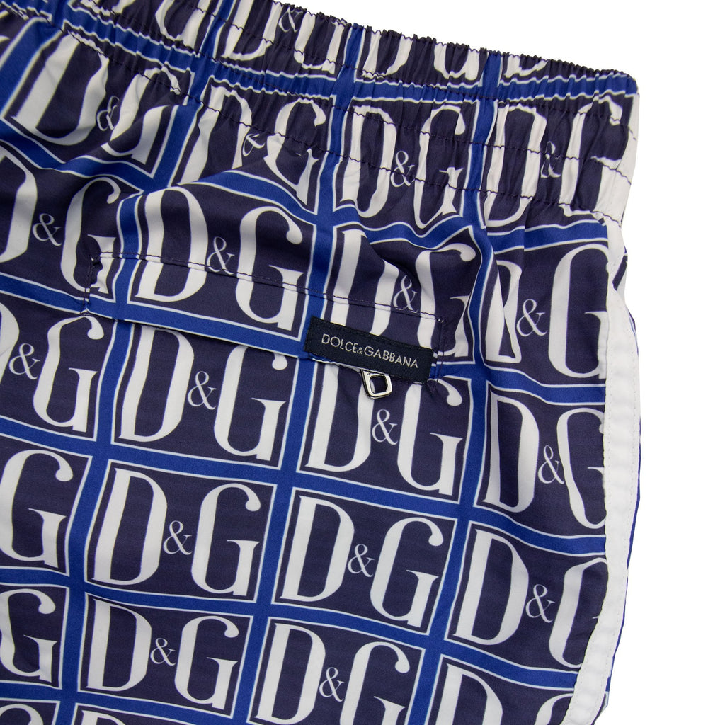 Dolce & Gabbana D&G Monogram Logo Swim Shorts Blue/white
