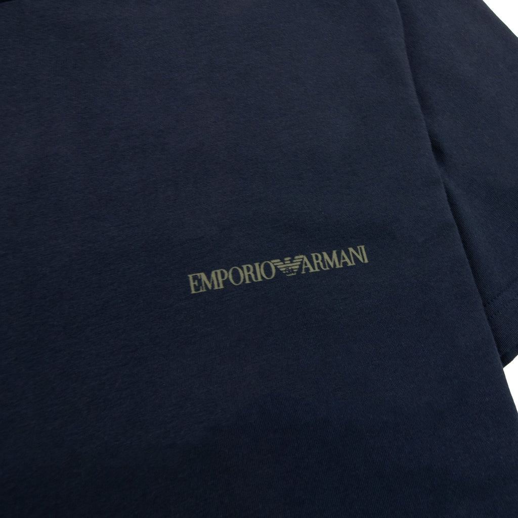 Emporio Armani Camouflage Print Logo T Shirt Marine Blue