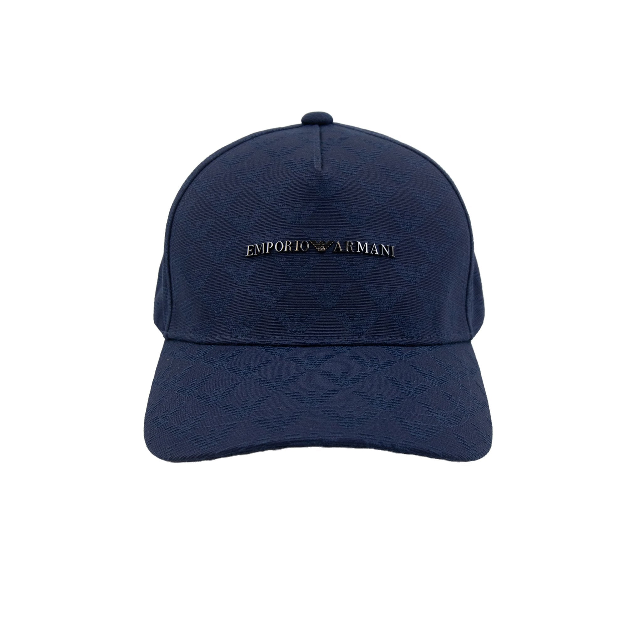 Emporio Armani Fabric Baseball Cap With Jacquard Monogram Royal Blue
