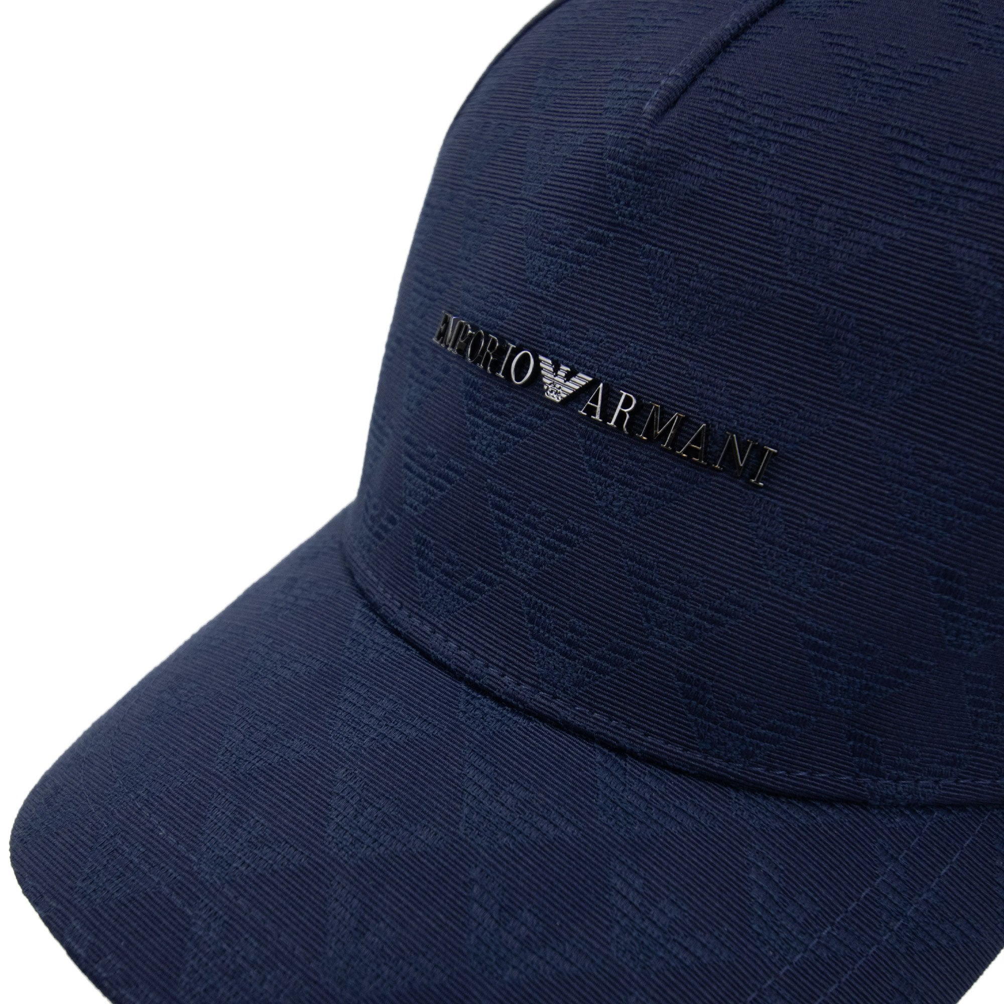 Emporio Armani Fabric Baseball Cap With Jacquard Monogram Royal Blue
