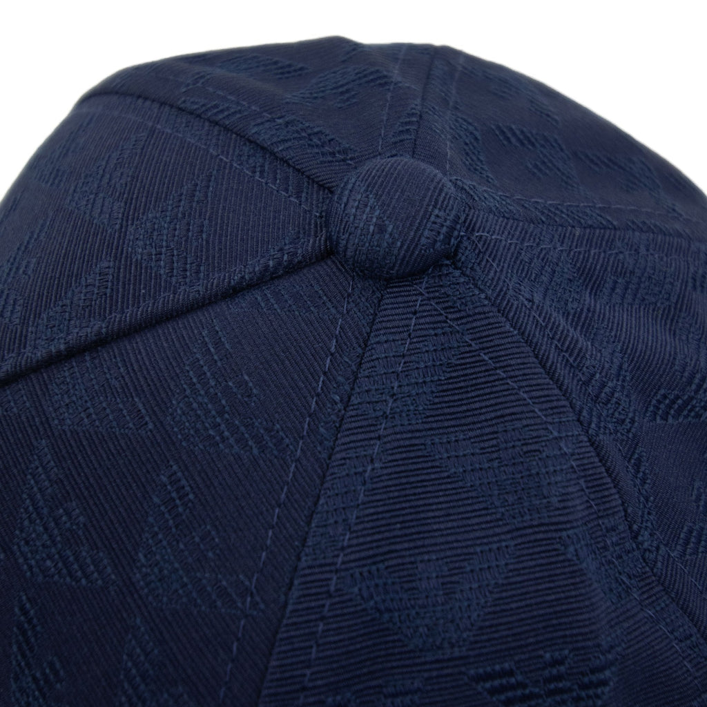 Emporio Armani Fabric Baseball Cap With Jacquard Monogram Royal Blue
