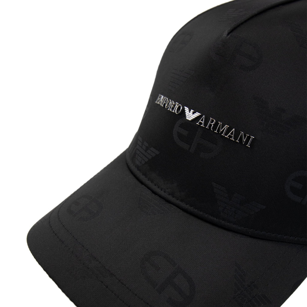 Emporio Armani Fabric Baseball Cap With Jacquard R-eacreate Logo Black