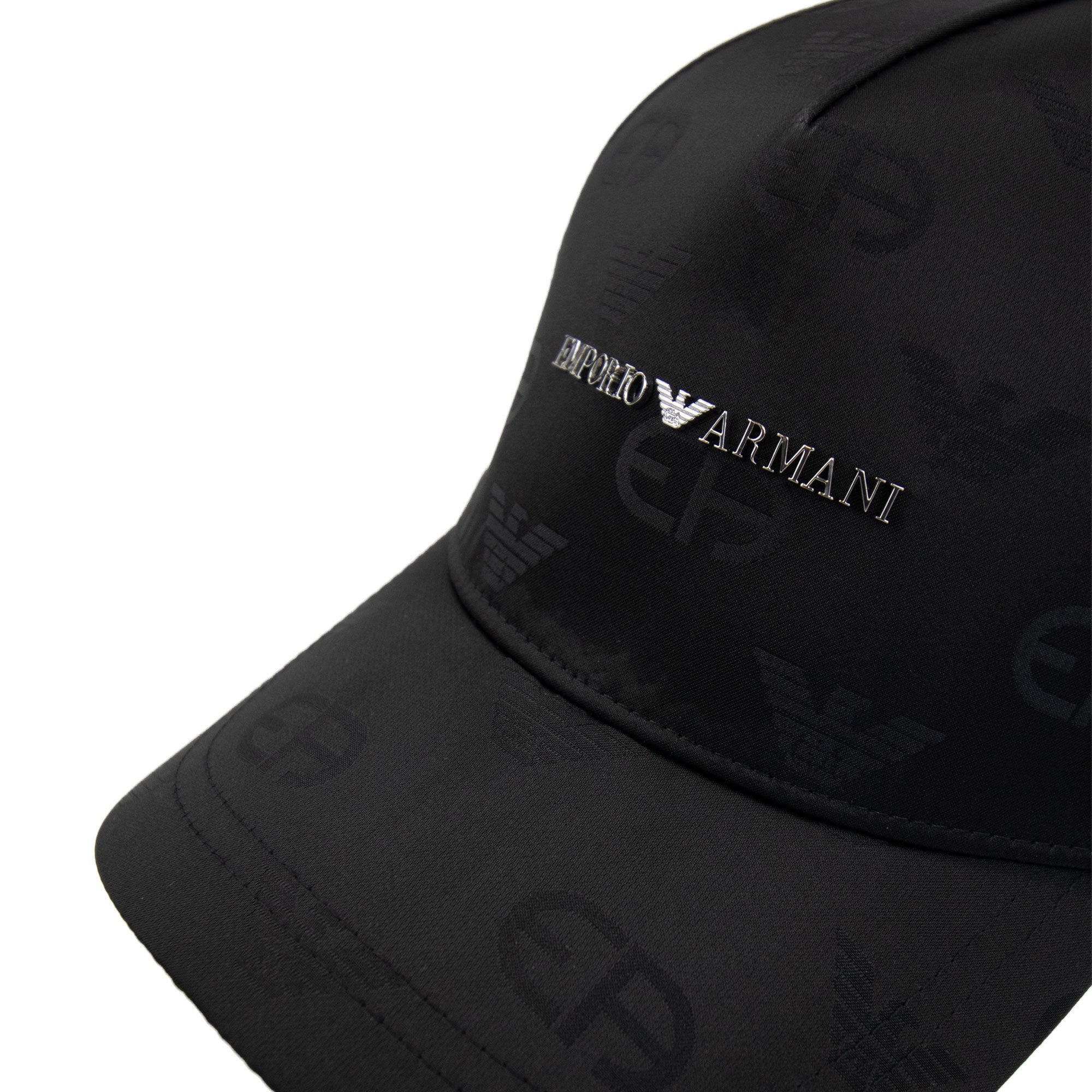 Emporio Armani Fabric Baseball Cap With Jacquard R-eacreate Logo Black