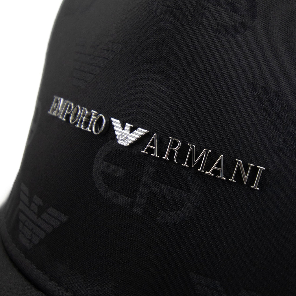 Emporio Armani Fabric Baseball Cap With Jacquard R-eacreate Logo Black