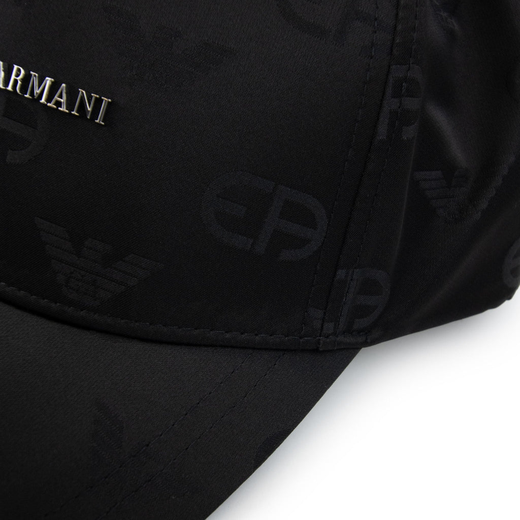 Emporio Armani Fabric Baseball Cap With Jacquard R-eacreate Logo Black
