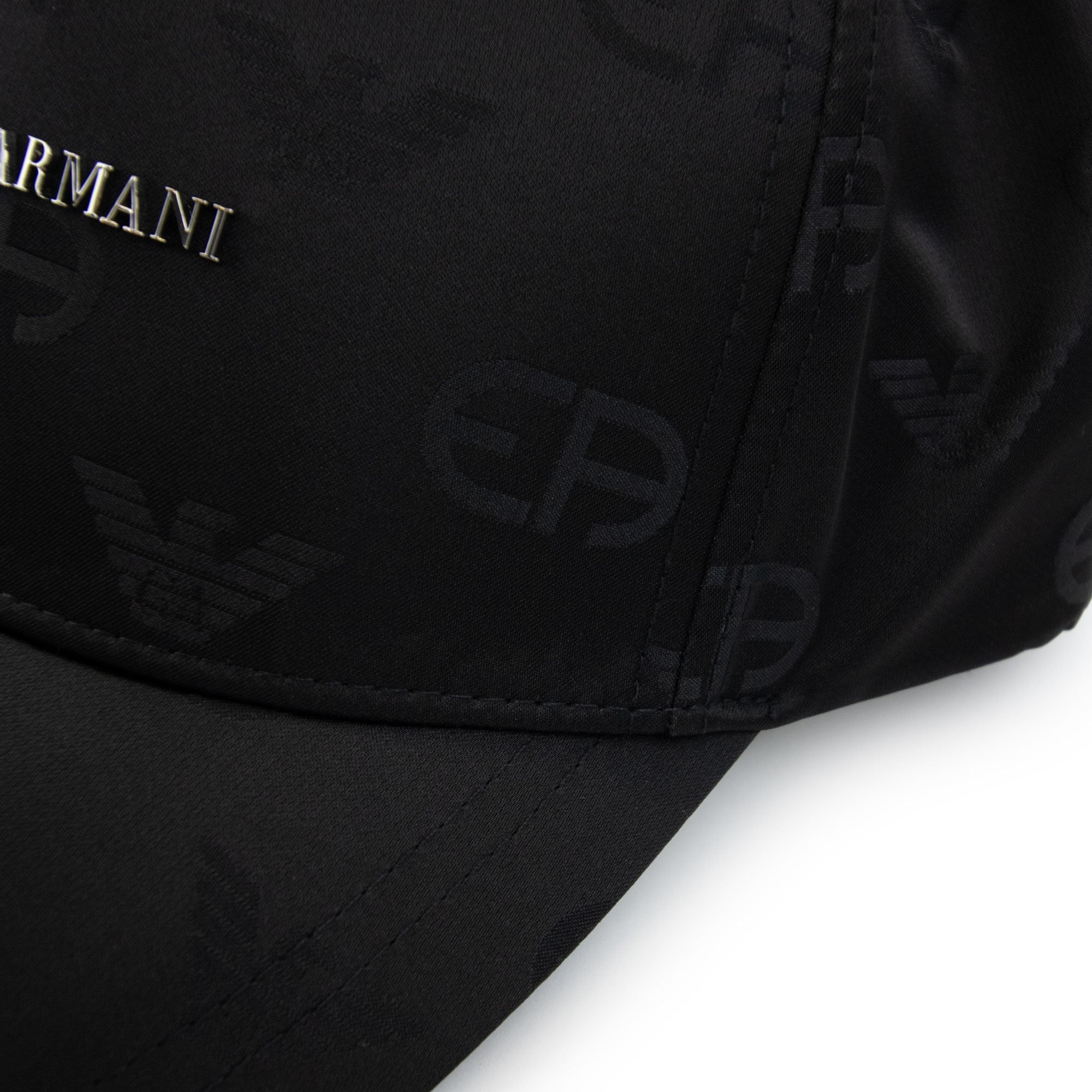Emporio Armani Fabric Baseball Cap With Jacquard R-eacreate Logo Black