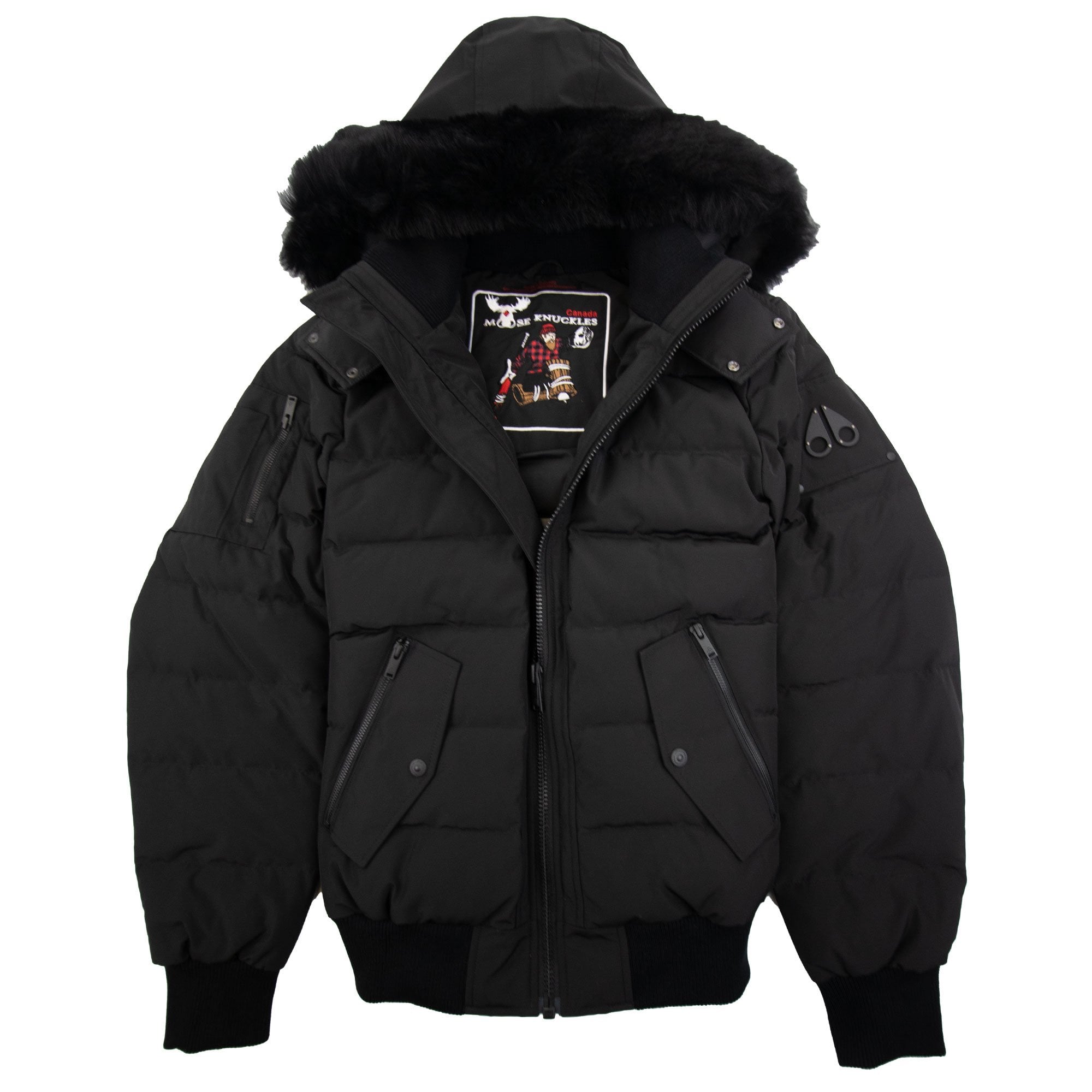 Moose Knuckles Onyx Scotchtown Shearling Bomber Jacket Blk W/blk
