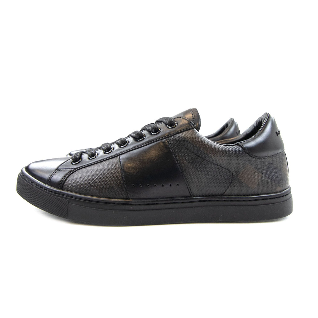 Burberry Ritson London Leather Check Trainers Black/brown
