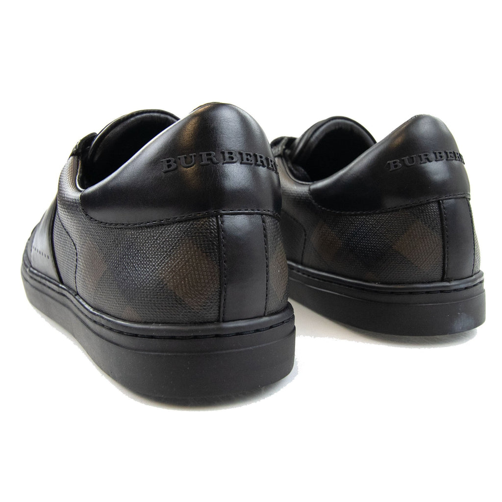 Burberry Ritson London Leather Check Trainers Black/brown