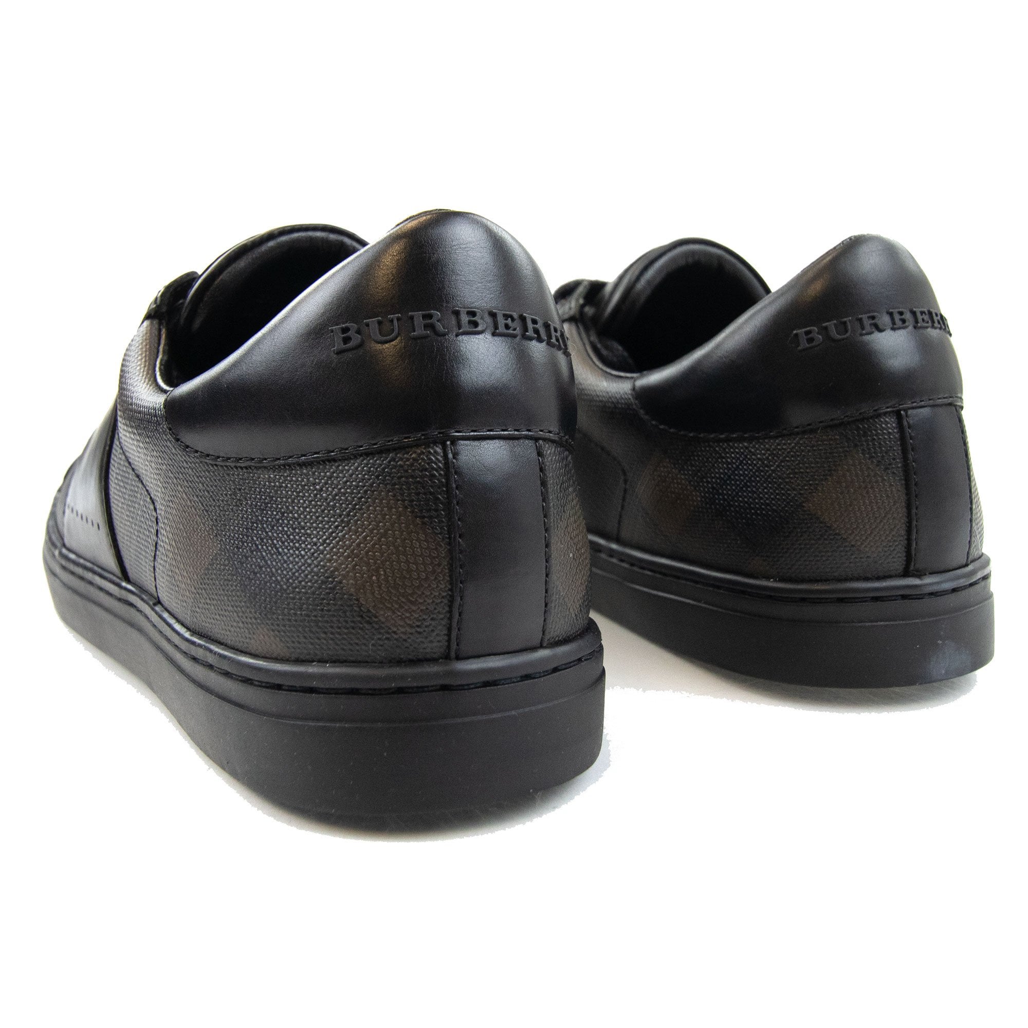 Burberry Ritson London Leather Check Trainers Black/brown